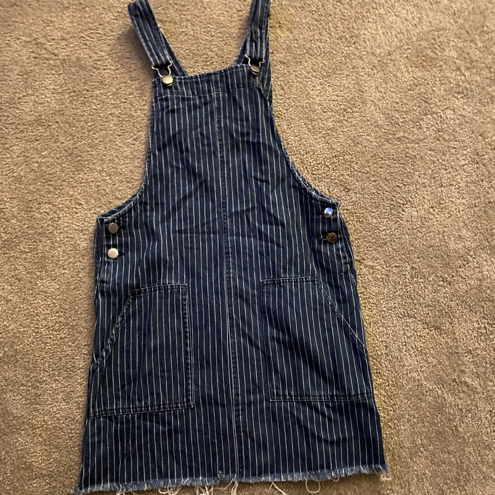 stripped overall dress! slightly used :)